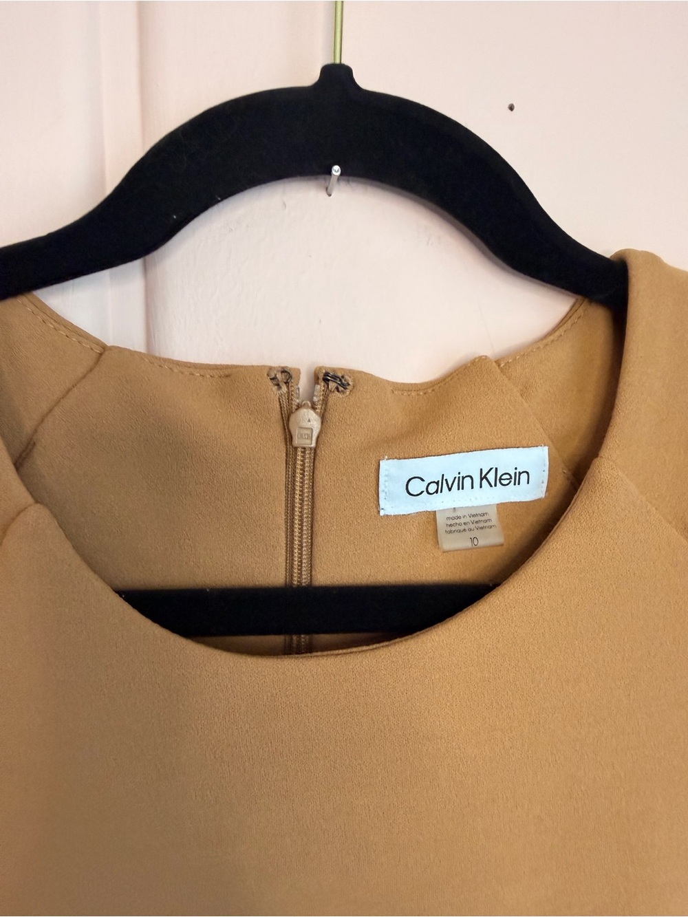 Calvin Klein Camel-Tan Midi A-Line Dress sz10 - Picture 2 of 4
